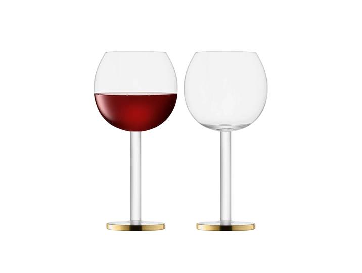 Mundgeblasenes Wein Goblet „Luca“, 2er-Set Klar, Gold LSA International