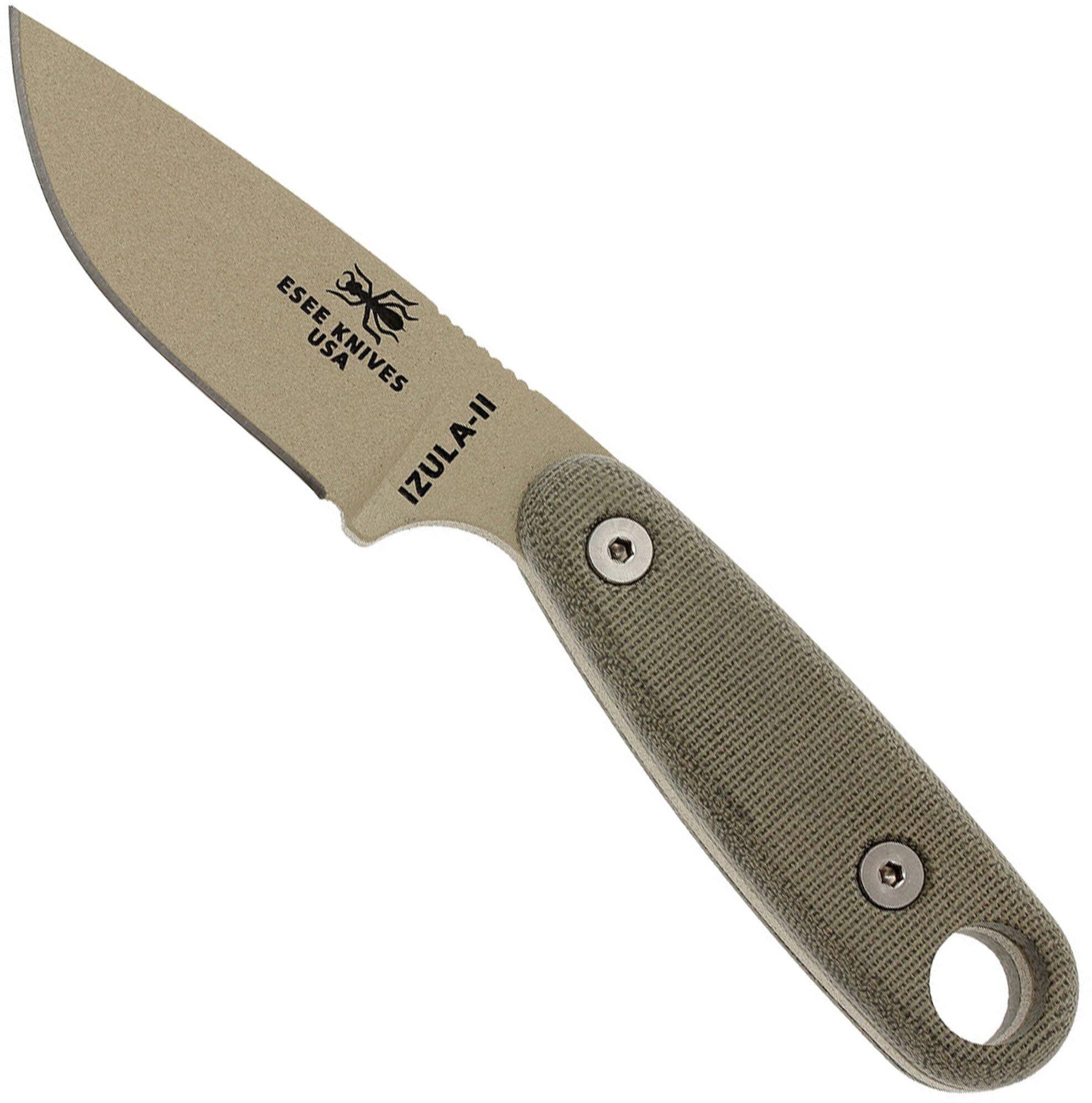 ESEE Knives ESEE Izula II Desert Tan IZULA-II-DT Survivalmesser inkl. schwarze Scheide + Gürtelclip