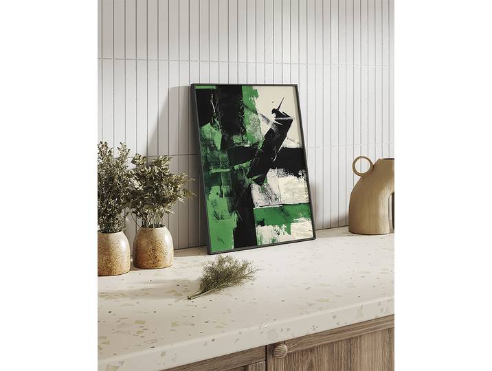 Kunstdruck Green & Black Abstract Art Abdeckung: Acrylglas Rahmen: Buche, lackiert Multicolor 42 x 52cm