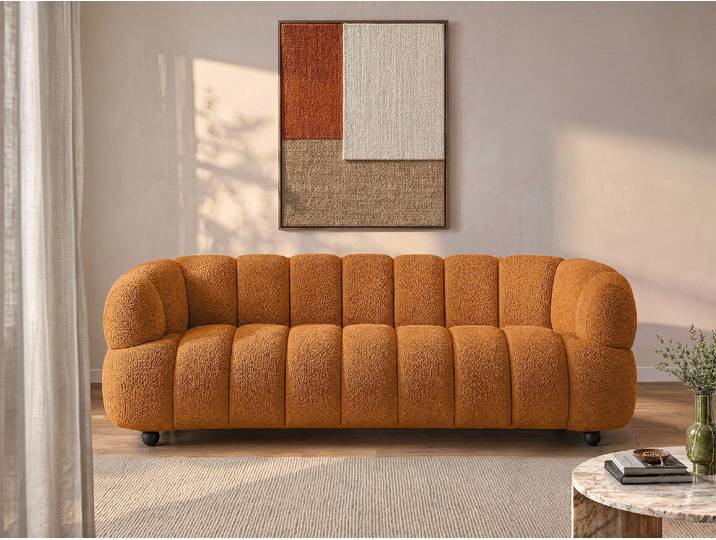 Sofa 4-Sitzer aus Bouclé-Stoff in Terracotta COLIANI