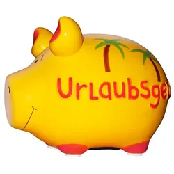 Spardose Urlaubsgeld 12,5 x 9 cm Keramik Gelb