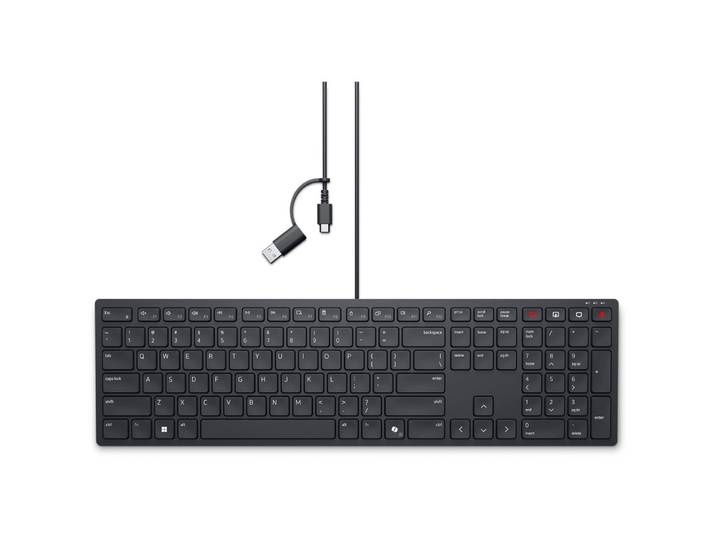 DELL KB525C, Taille réelle (100 %), Avec fil, USB, Plunger key switch, AZERTY, Noir KB525C-FR-EMEA