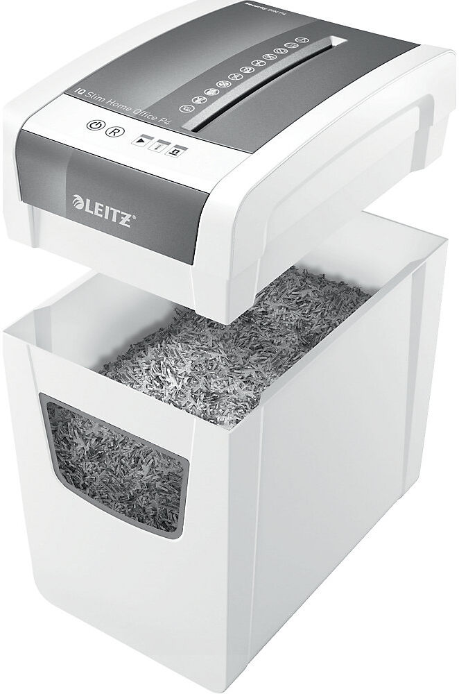Aktenvernichter IQ HOME OFFICE SLIM, Auffangvolumen 23 l, Partikel, 10 Blatt Leitz