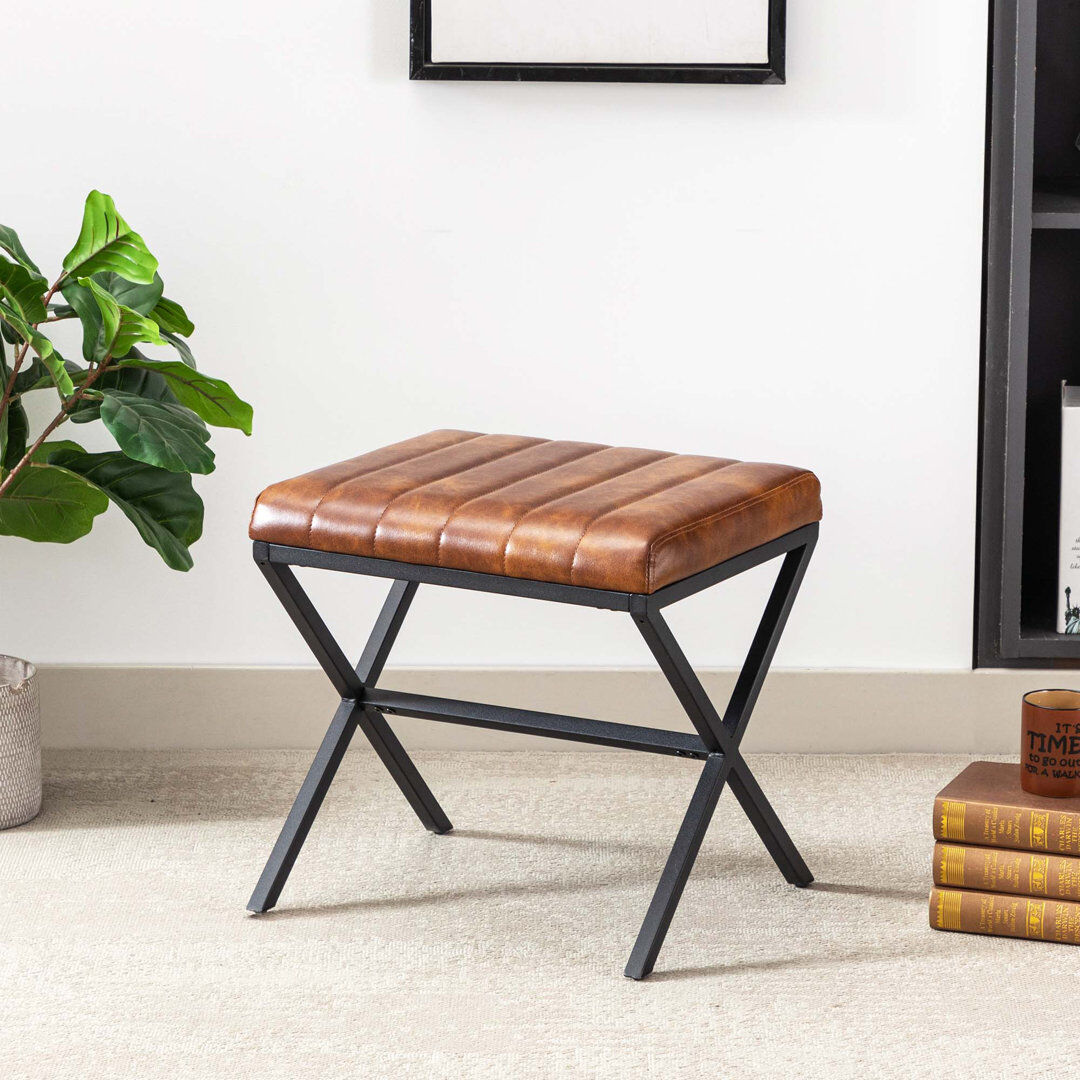 Borough Wharf Armgard Accent Stool Yellowish Brown 46cm H X 46.5cm W X 41.5cm D