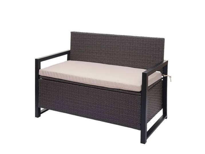 POLY-RATTAN 2ER SITZBANK Grau, Beige