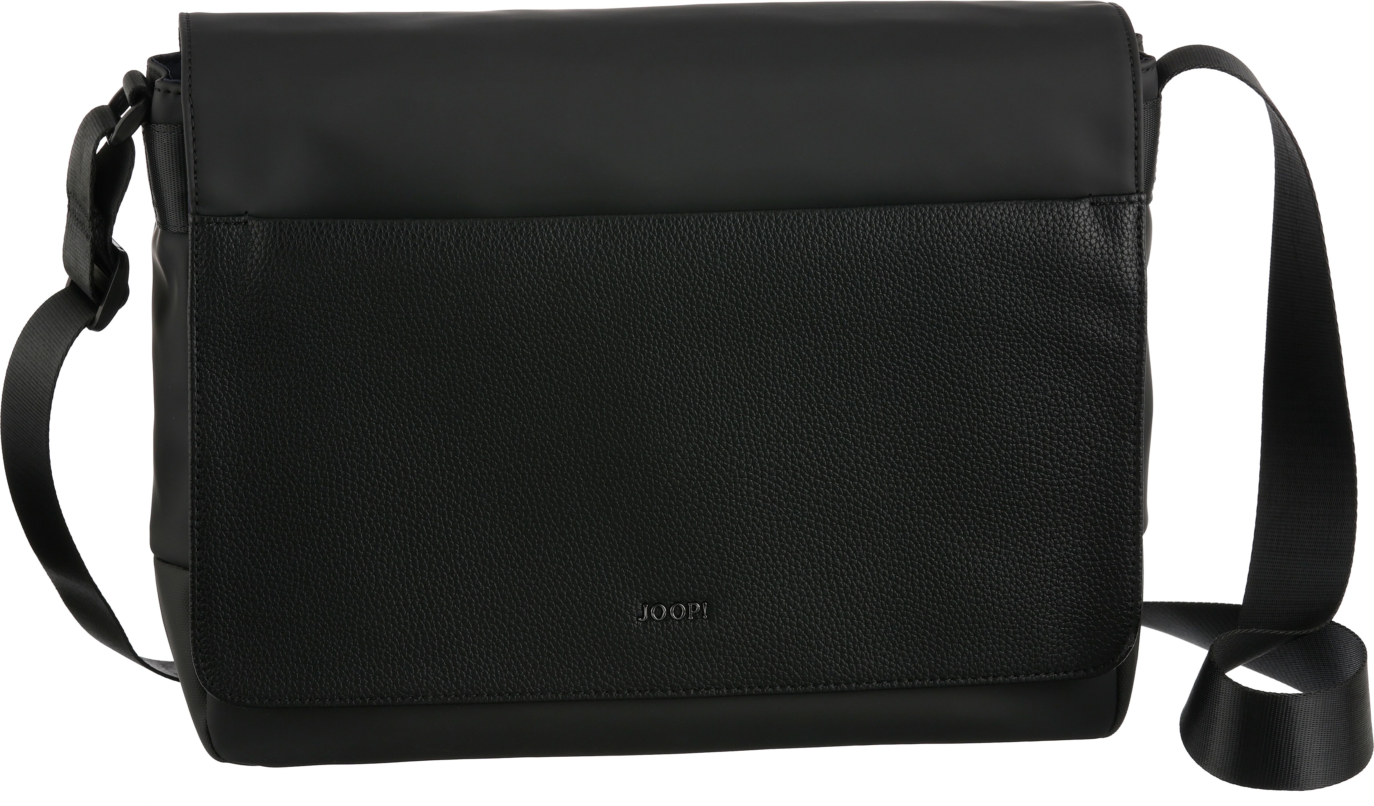 Joop! Messenger Bag JOOP "lanciano nevio messenger mhf", Herren, Gr. B/H/T: 30cm x 24cm x 9cm, schwarz, Lederimitat, Taschen Messenger Bag, Arbeitstasche, Laptoptasche, Businesstasche mit Klettverschluss schwarz B/H/T: 30cm x 24cm x 9cm
