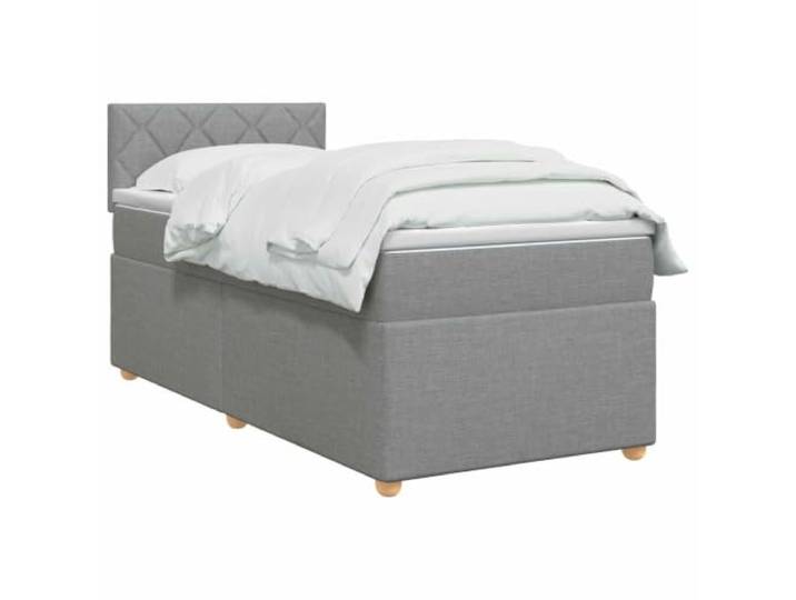 vidaXL Boxspringbett mit Matratze Hellgrau 90 x 200 cm Stoff Angenehmer Komfort mit Höhenanpassung. Sorge für eine coole Stimmung mit integrierter Beleuchtung