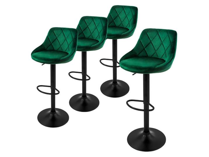 Ml-Design Barhocker Samt grün 4er Set, Grün, Metall, 37x106x47 cm, Esszimmer, Barmöbel, Barhocker