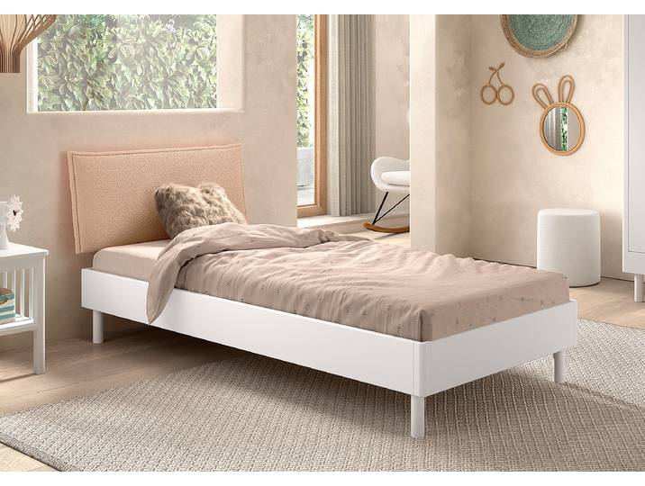 Lit simple 90 x 200cm Blanc/Blanc