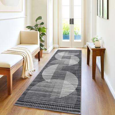 Garvee Washable Semicircle Geometric Stripes Area Rug