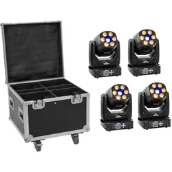 EUROLITE Set 4x LED TMH-H90 + Case mit Rollen