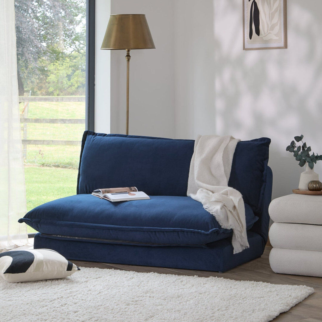 17 Stories 2 Seater Sofa Bed - Boucle Blue Double