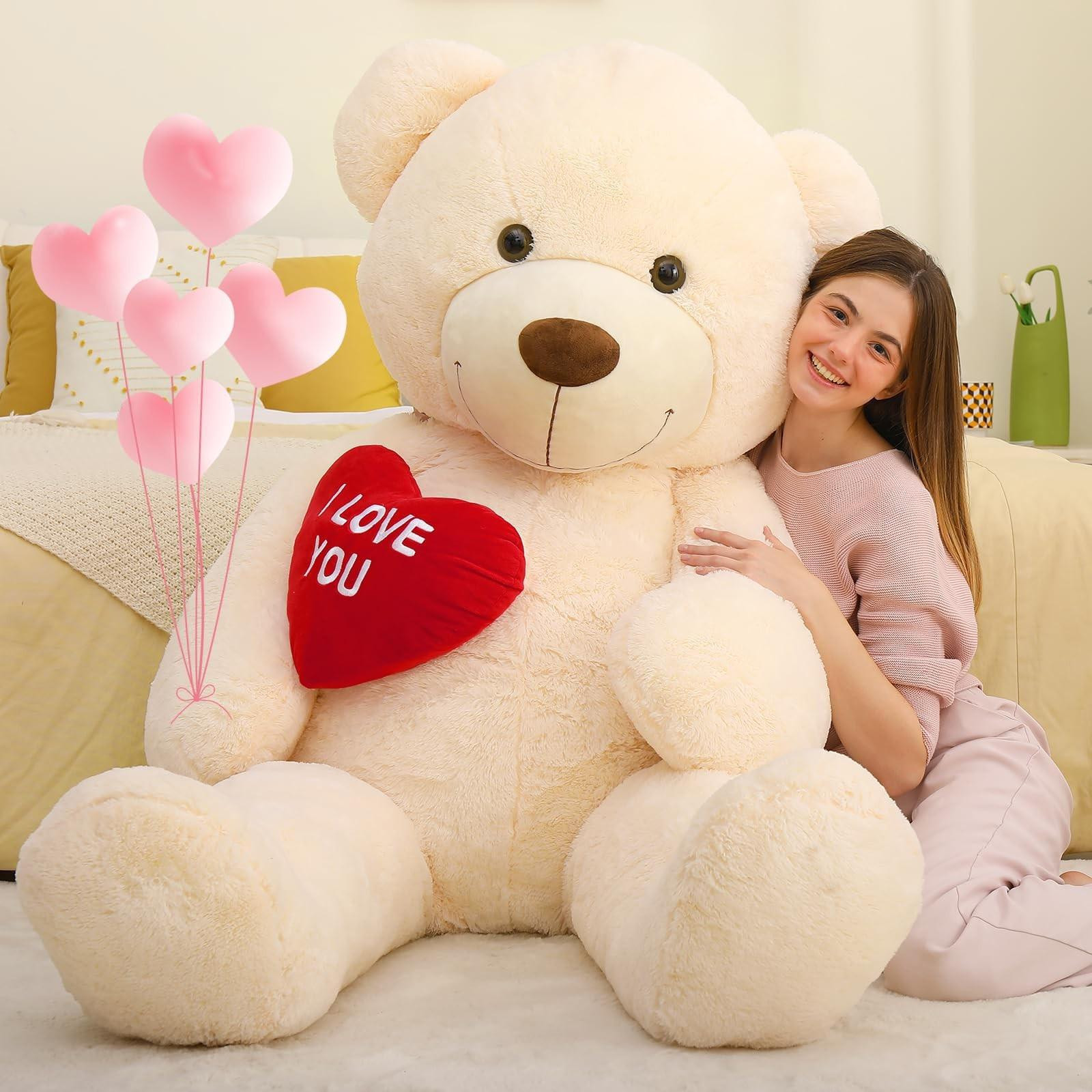 XL Plush Teddybeer met I Love You 130 cm