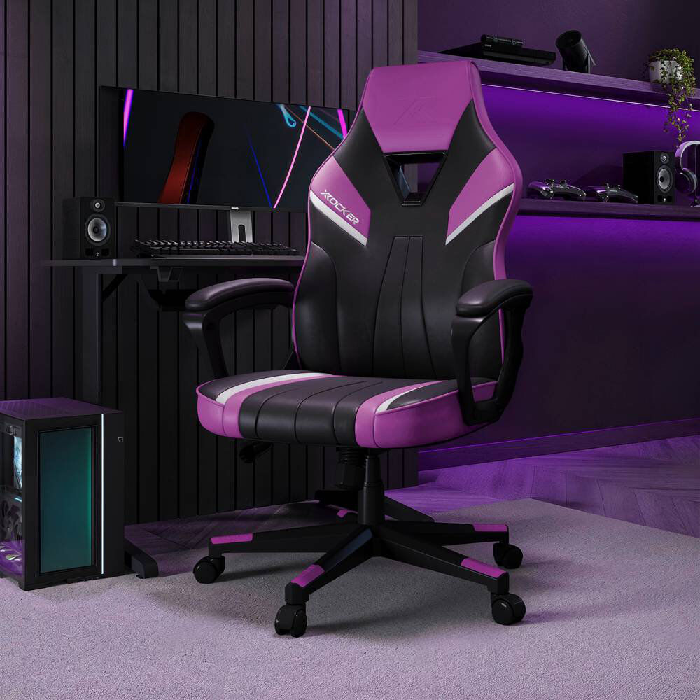X Rocker Tempest Ergonomic PC Office Gaming Chair Purple/Black 69cm W X 67cm D