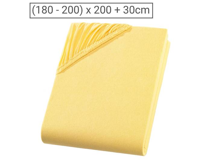 Übergrösse Qualitäts-Jersey Fixleintuch, 100% Baumwolle, maisgelb, 200 x 200 cm
