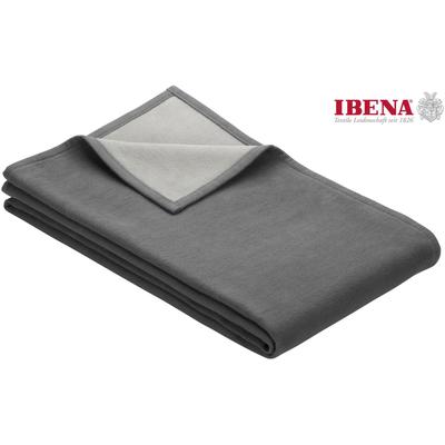 Wohndecke IBENA "Cotton Pur", grau (dunkelgrau, hellgrau), B:140cm L:200cm, Baumwolle, Wohndecken, Wohndecke, in trendigen Farben