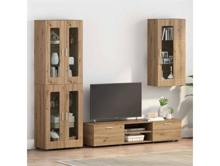 Holzschrank Artisan-Eiche aus Holzwerkstoff, Standschrank mit Stauraum Rechteckige Form, matte Oberfläche, vielseitig einsetzbar, pflegeleichte Reinigung, modernes Design