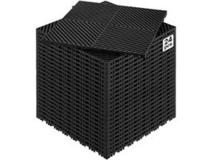 VEVOR Tapis de drainage emboîtable, 415x415 mm, dalles de sol de drainage modulaire emboîtable, 24 pcs, coussin de sol à épisser en PP antidérapant noir, tapis de douche, pour garage, jardin, cuisine