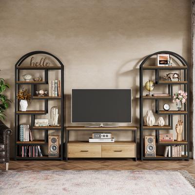 ROSE "71"" Tall Arched Bookshelf, 7-Tier Industrial Bookshelf, Open Bookcase Storage Shelves with Metal Frame"
