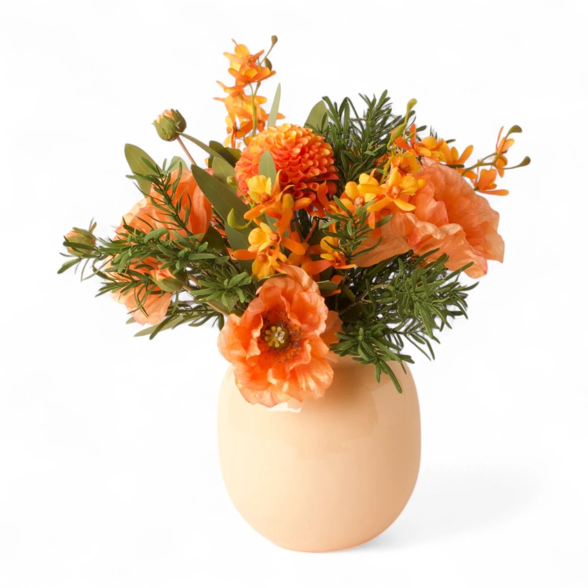 WinQ Zomers Boeket Kunstbloemen Oranje inclusief Vaas
