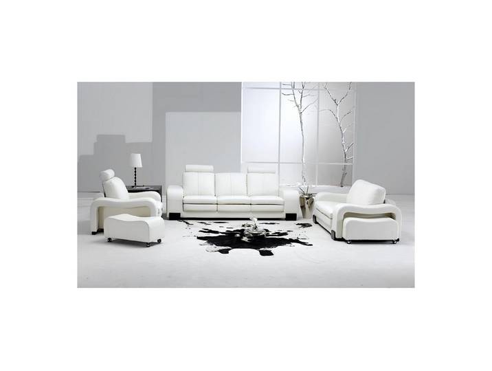Xlmoebel Polstergarnitur Sofa in Lederoptik Franco mit modernem Design und hohem Komfort, (Sofagarnitur 3+2+1 Sitzer Franco B Weiß), Hergestellt in Europa