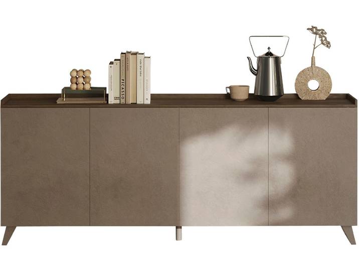 Sideboard HOME AFFAIRE Tray, Breite 241, Kommode mit 4 Türen , braun (bronzo, mercure nb holzstruktur), B:241cm H:99cm T:42cm, Sideboards, Sideboard, Tablet , Push-to-open Funktion