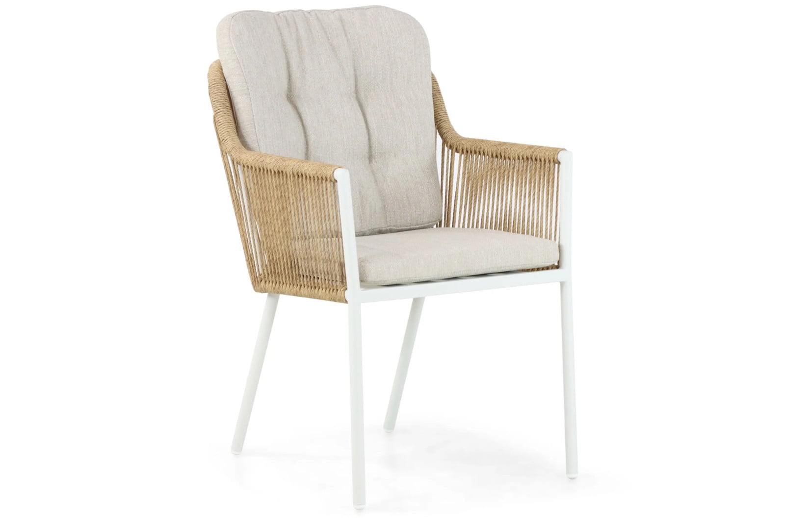 Hartman Cairo dining tuinstoel met armleuningen in beige en wit met aluminium onderstel