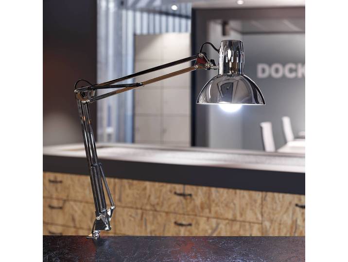 Maul Klemmleuchte MAULstudy, chrom / silber, für Arbeitszimmer / Büro, Metall, Tischleuchte