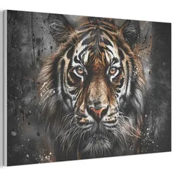 AKUSTIKBILD Tiger - Tiere - Porträt - Luxus - Schwarz Akustikpaneele 90x60 cm