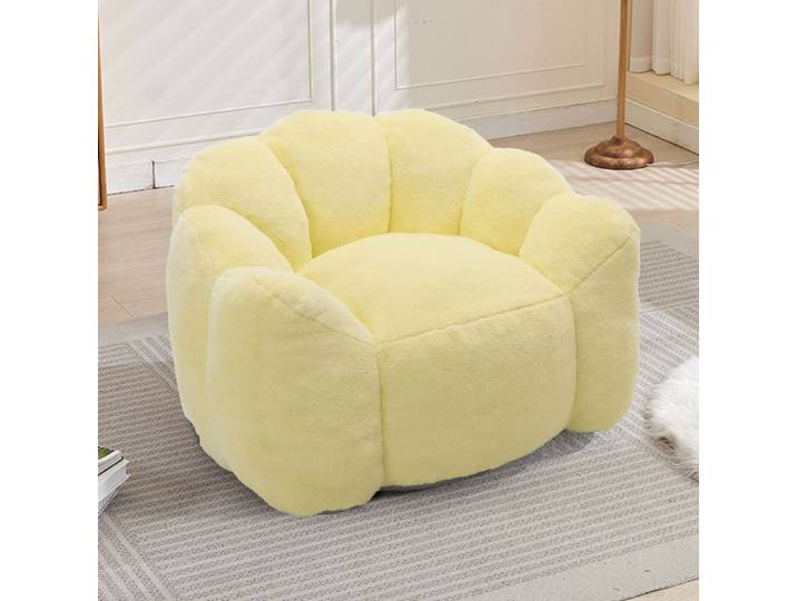 Fauteuil 1 place fauteuil compact en forme de lotus petit canapé sans montage idéal salon chambre tissu peluche doux jaune