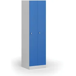 Metallspind S1, schmal, 2 Abteile, 1850 x 500 x 500 mm, Drehverschluss, blaue Tür