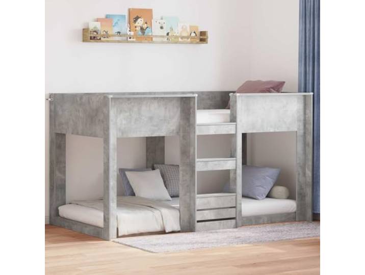 RJPLMFV Etagenbett für Kinder, Betongrau, 80 x 200 cm Holz, Latten im Lieferumfang enthalten, ohne Lattenrost, platzsparend, geteiltes Schlafzimmer