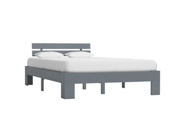 Cadre de Lit adulte Structure de lit - Lit enfant Lit Simple Gris Bois de pin massif - 120 x 200 cm