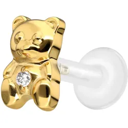 PTFE Labret mit Innengewinde + Titan-Aufsatz TEDDYBÄR