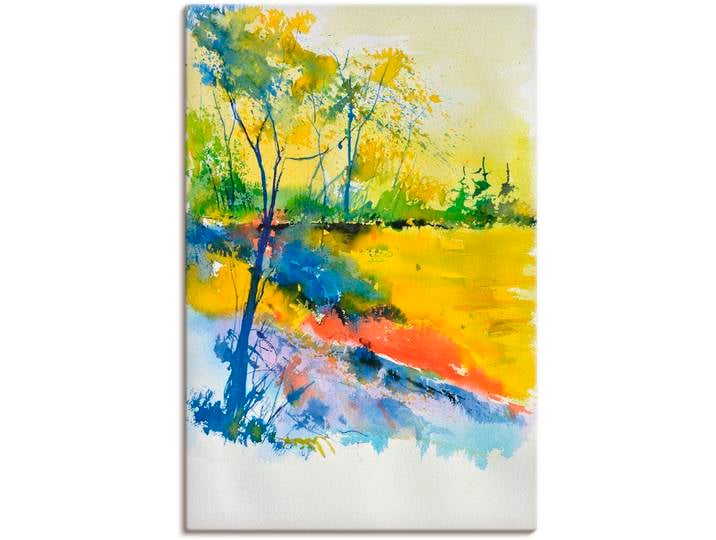 Leinwandbild ARTLAND Landschaft im Sonnenlicht , gelb (farbe bild(er): gelb), B:20cm H:30cm, Bilder, Leinwandbild, auf Holzrahmen gespannt