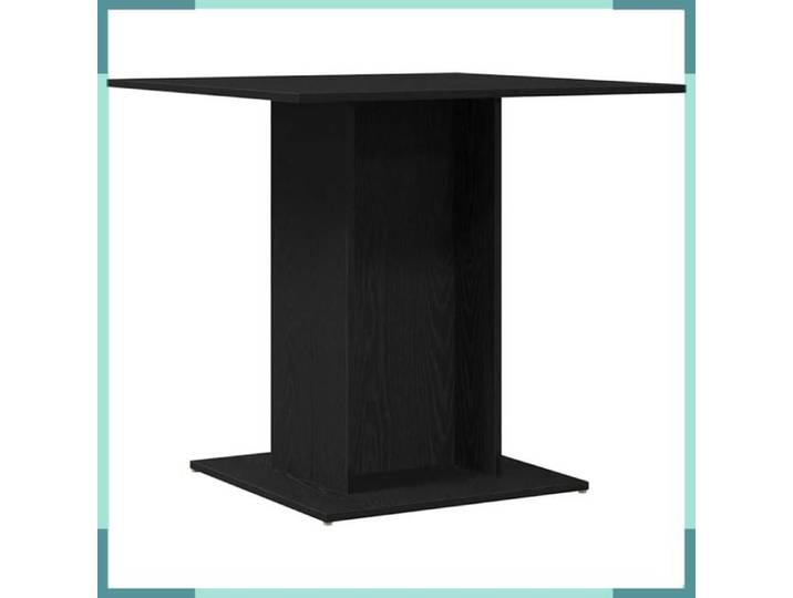 FHE Table de salle à manger en chêne - Bois d'ingénierie - Robuste - Durable - Noir - 80x80x75 cm