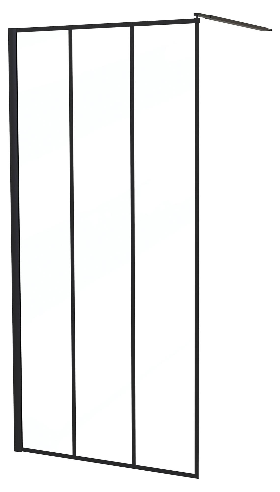 ONDEE ZEN - Duschwand VERIA - 8 mm Glas - Design und Ausführung: Mattschwarz - 90 x 200 cm