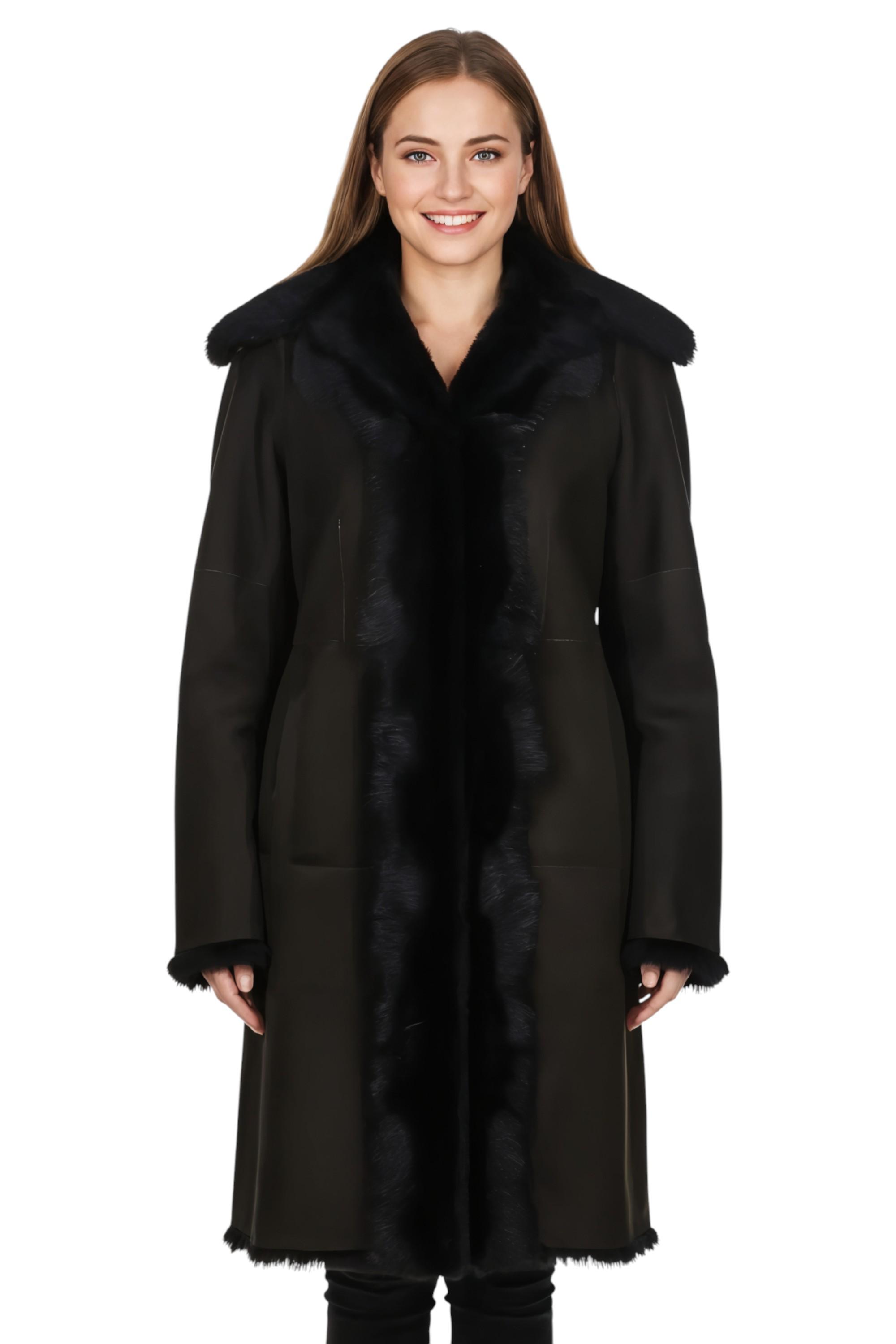 Brauner Damen-Trenchcoat aus toskanischem Schafveloursleder – Celeste