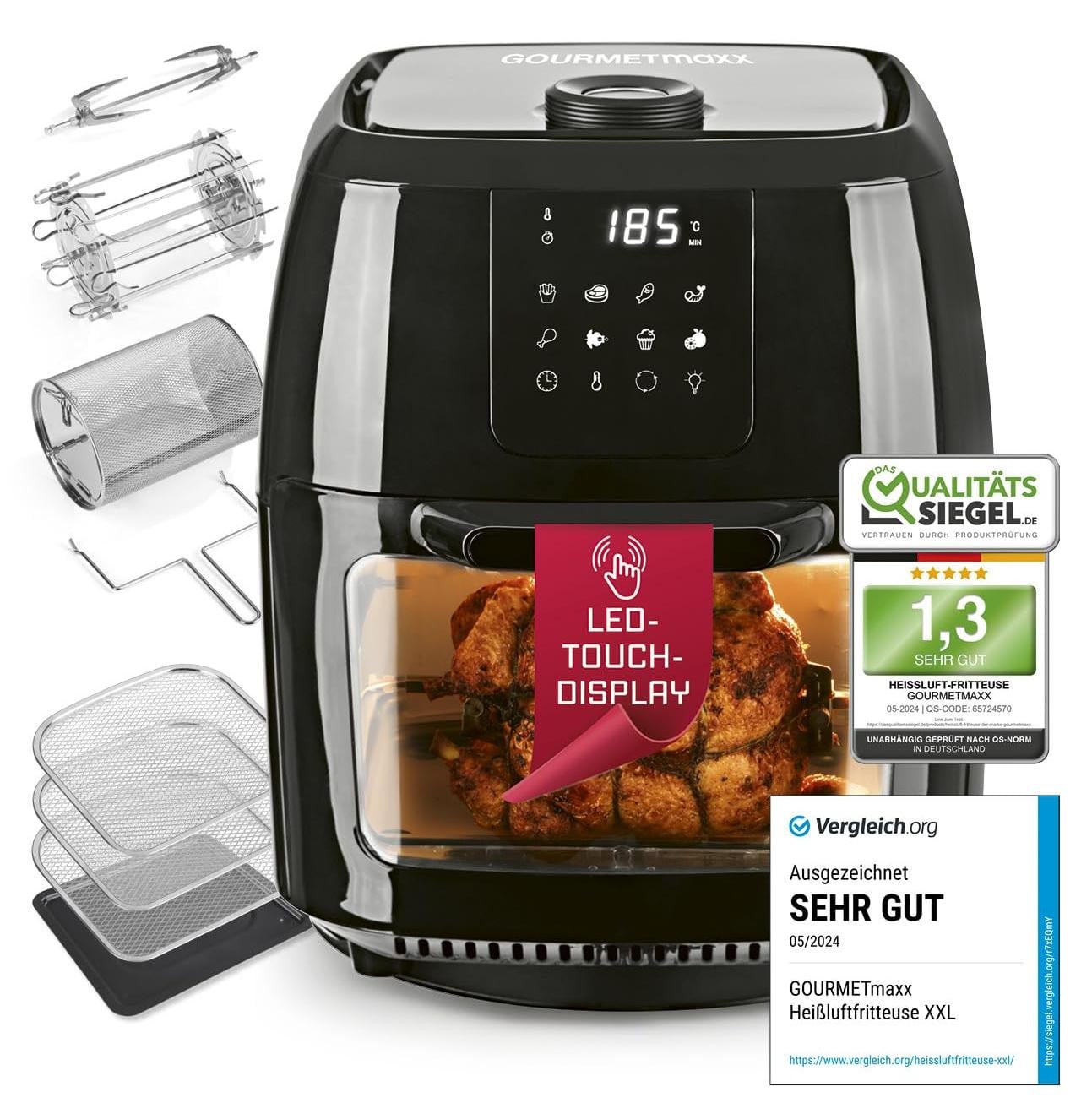 GOURMETmaxx Heißluft-Fritteuse 9in1 1800W Zwart