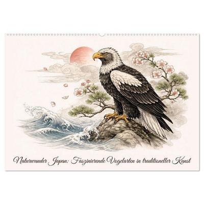 Naturwunder Japan: Faszinierende Vogelarten in traditioneller Kunst (Wandkalender 2027 DIN A2 quer), CALVENDO Monatskalender