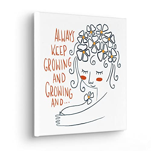Komar Keilrahmenbild Keep Growing - Wanddecoratie met Typografie - Multicolour - 30 x 30 cm