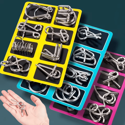 Inspire Picks Stainless Steel Chinese Ring Puzzle IQ Brain Teaser For Logical Thinking Skill Development green 1suit