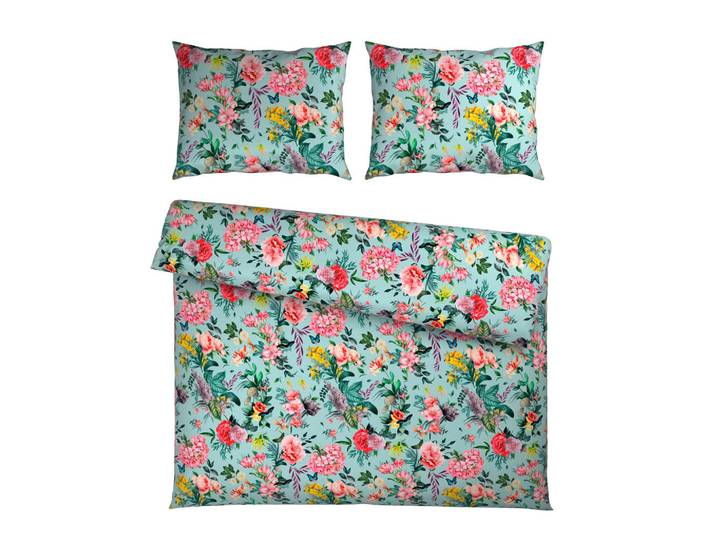 Esposa Bettwäscheset, Mehrfarbig, Textil, Floral, 200x210 cm, Oeko-Tex® Standard 100, Oeko-Tex® Made IN Green, pflegeleicht, hautfreundlich, Heimtextilien, Bettwäsche, Bettwäsche, Satin Bettwäsche
