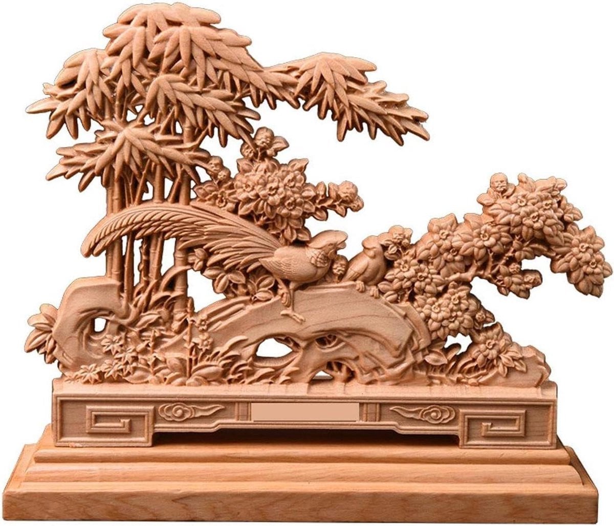 Handgesneden houten decoratie ornament voor op tafel - Natuurlijk hout
