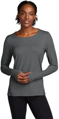 Sport-Tek LST710 Women's Exchange 1.5 Long Sleeve Crew T-Shirt in Graphite Grey size 4XL   Polyester/Spandex Blend