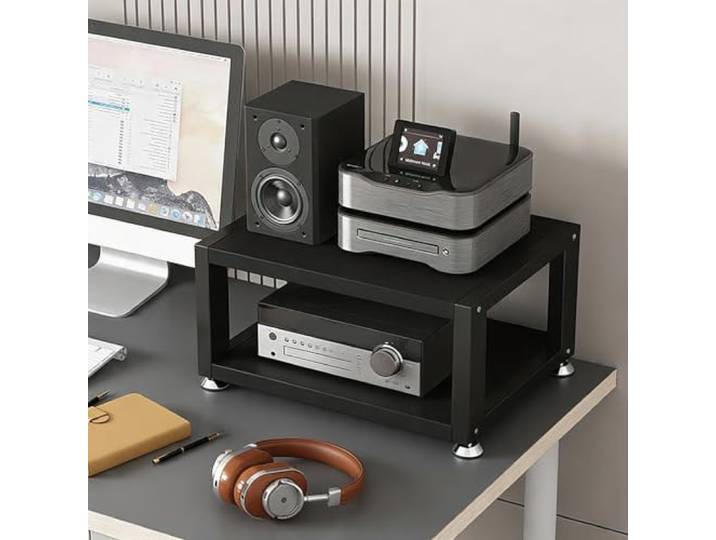 HLDJYLZS 2/3/4 Ebenen HiFi Rack, AV-Möbel mit stabilem Stahlrahmen Verstärkter Stahlrahmen, hohe Belastbarkeit, kompaktes Audio-Rack für Mediengeräte, Spielekonsolen und TV-Zubehör