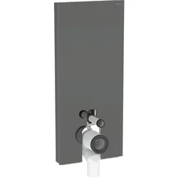 Monolith Sanitärmodul für Stand-WC, 114 cm, Frontverkleidung aus Glas: Glas lava, Aluminium schwarzchrom