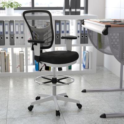Lancaster Home Mid-Back Mesh Ergonomic Drafting Chair with Adjustable Foot Ring and Arms