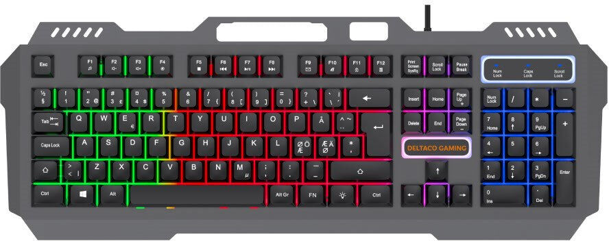 Deltaco DK130 Gaming Tastatur med Regnbuelys - Nordisk Layout - Sort