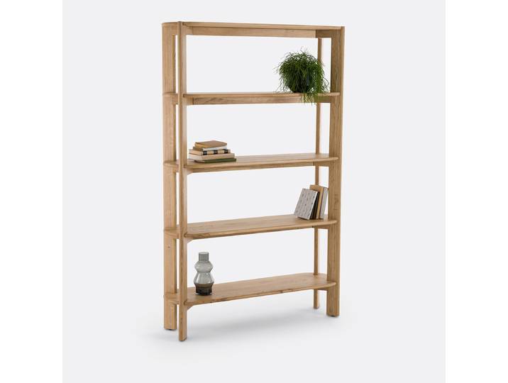 LA REDOUTE Bibliothèque 5 tablettes, en chêne massif, ELMO Beige Chêne